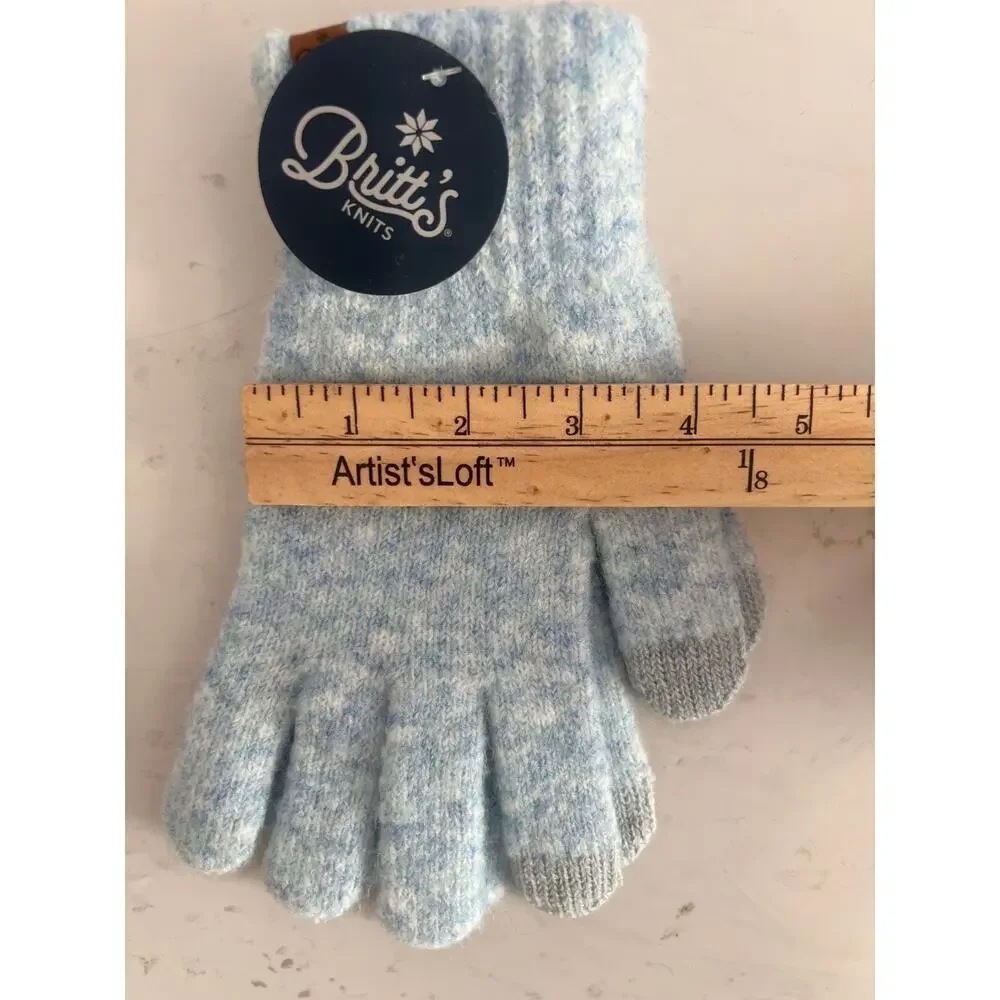 Britt's Knits Ultra-Soft Stretch Knit Women's Warm Winter Gloves.  Blue